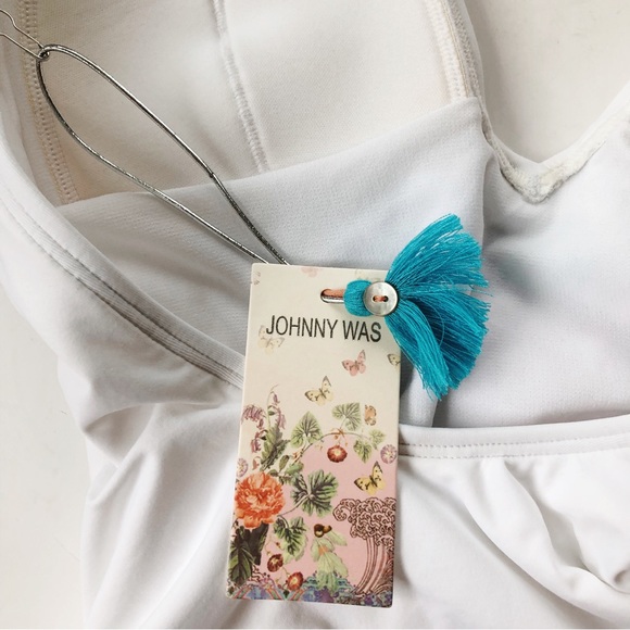 SOLD Johnny Was Mariposa One Piece Swimsuit NWT in White - Picture 11 of 13